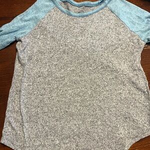 SO Women's Long Sleeve Tee - Gray and Blue